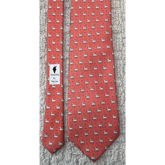 Vineyard Vines Peach Dog Lab Ball FETCH Silk Tie - Picture 3 of 4